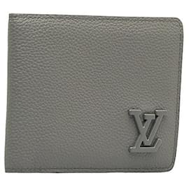 Louis Vuitton-Louis Vuitton Cartera corta de cuero PF Multiple Wallet Cartera corta de cuero M81026 en buen estado-Gris