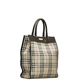 Burberry-Burberry House Check Canvas Tote Bag Canvas Tote Bag in Good condition-Brown