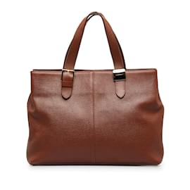 Burberry-Sac cabas en cuir-Marron