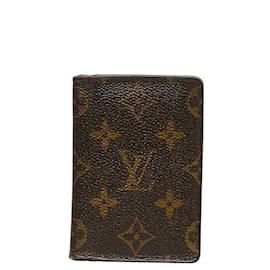 Louis Vuitton-Porta carte di credito in tela con organizer tascabile con monogramma Louis Vuitton M61732 in buone condizioni-Marrone