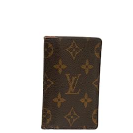 Louis Vuitton-Tarjetero de lona con organizador de bolsillo con monograma de Louis Vuitton M61732 en buen estado-Castaño