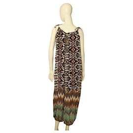 Camilla-Camilla Ethnic Multicolor Print Sleeveless 100% Silk Beaded Jumpsuit Overall-Multiple colors