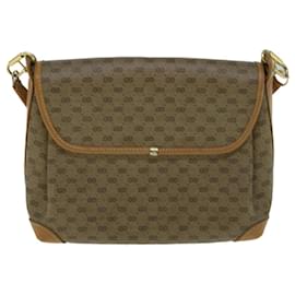 Gucci-GUCCI Micro GG Canvas Shoulder Bag PVC Leather Beige Auth th4136-Beige