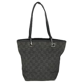 Gucci-GUCCI GG Canvas Hand Bag Black 31244 auth 58037-Black