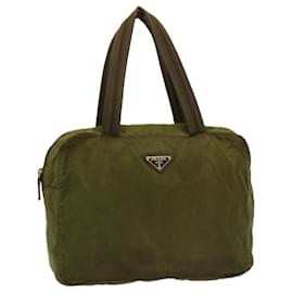 Prada-PRADA Hand Bag Nylon Khaki Auth 58781-Khaki