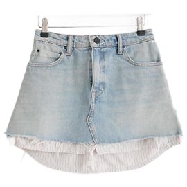 Alexander Wang falda vaquera a capas Azul claro