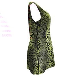 Prabal Gurung-Prabal Gurung Camel / Black Leopard Printed Lace Up Side Sleeveless Jacquard Dress-Camel