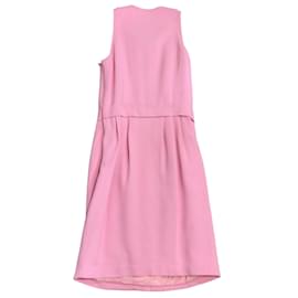 Moschino-Moschino Alta Costura Rosa / Vestido de crepe sem mangas com detalhe de zíper prateado-Rosa