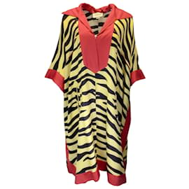 Autre Marque-Gucci Mehrfarbig 2019 Seiden-Kaftan-Kleid mit Zebra-Print-Mehrfarben
