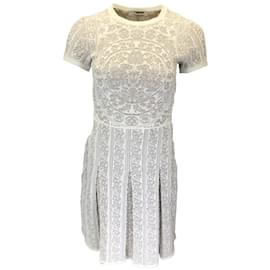 Autre Marque-Valentino White / Beige Short Sleeved Cotton Knit Dress-White