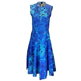Autre Marque-Marni Azul Celeste 2022 Vestido De Popelina De Algodón Con Estampado Floral-Azul