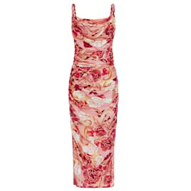 Autre Marque-Leo Lin Pink Multi Rachel Adorn Print Cowl Neck Slip Dress in Passion-Multiple colors