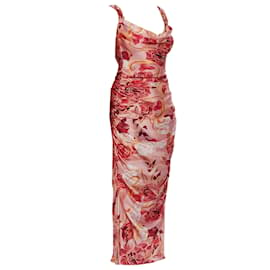 Autre Marque-Leo Lin Pink Multi Rachel Adorn Print Unterkleid mit Wasserfallausschnitt in Passion-Mehrfarben