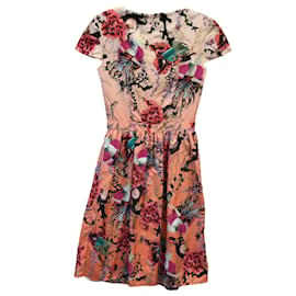 Autre Marque-Mary Katrantzou Peach Multi Julie Printed Short Sleeved Dress-Multiple colors