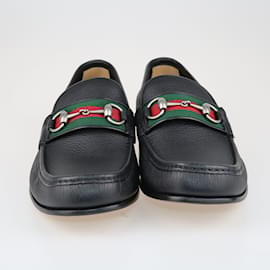Gucci-Black Horsebit Web Loafers-Black
