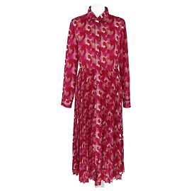 Red Valentino Mehrfarbiges, plissiertes Maxikleid mit Herzmuster Mehrfarben