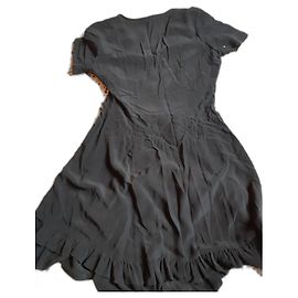 Robe Zapa en soie noire à manches courtes 38 Noir