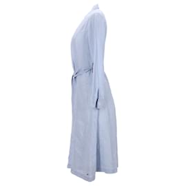 Tommy Hilfiger-Tommy Hilfiger Womens Essential Linen Shirt Dress in Light Blue Linen-Blue,Light blue
