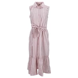 Tommy Hilfiger-Womens Sleeveless Stripe Midi Shirt Dress-Pink