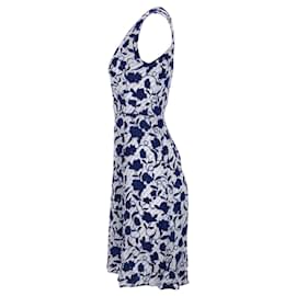 Tommy Hilfiger-Tommy Hilfiger Womens Sleeveless Floral Print Midi Dress in Blue Viscose-Blue