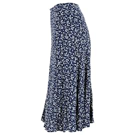 Tommy Hilfiger-Womens Ditsy Floral Print Viscose Midi Skirt-Blue