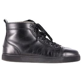 Christian Louboutin Louis High-Top Sneakers in Black Leather Black