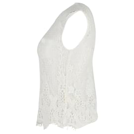 Maje-Top senza maniche floreale a maglia aperta Maje in cotone bianco-Bianco