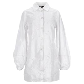 Tommy Hilfiger-Tommy Hilfiger Damen-Hemdkleid mit Broderie Anglaise aus reiner Baumwolle in weißer Baumwolle-Weiß