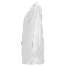 Tommy Hilfiger-Tommy Hilfiger Damen-Hemdkleid mit Broderie Anglaise aus reiner Baumwolle in weißer Baumwolle-Weiß