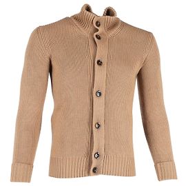 Gerippter Cardigan von Tom Ford aus brauner Wolle und Seide Braun