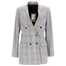 Tommy Hilfiger Womens Checked lined Breasted Blazer Grey