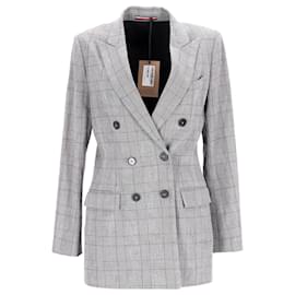 Tommy Hilfiger-Womens Checked lined Breasted Blazer-Grey