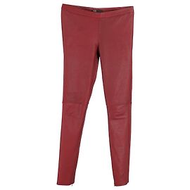 Maje Slim Hose aus rotem Leder Rot