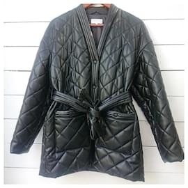 Patrizia Pepe-Patrizia Pepe faux leather quilted jacket-Black