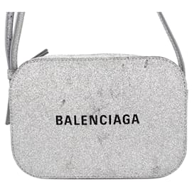 Balenciaga-Borsa fotografica Balenciaga Silver Glitter Everyday XS-Argento