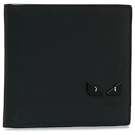 Fendi-Fendi Black Monster Leather Bifold Wallet-Black