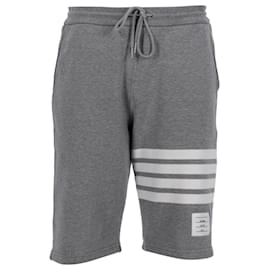 Thom Browne-Thom Browne 4-Shorts Bar Loopback em algodão cinza-Cinza