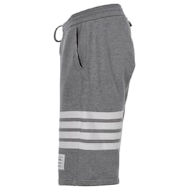 Thom Browne-Thom Browne 4-Shorts Bar Loopback em algodão cinza-Cinza