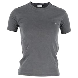 Balenciaga-Balenciaga T-shirt à col rond avec logo en coton gris-Marron