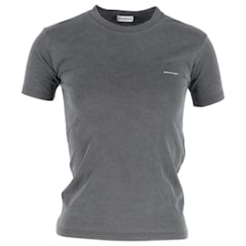 Balenciaga-Camiseta con cuello redondo y logo de Balenciaga en algodón gris-Gris