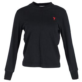 T-shirt a maniche lunghe AMI Paris Ami de Cœur in cotone blu navy Nero