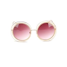 Chloé-Chloe Round Tinted Sunglasses  Metal Sunglasses in Good condition-Red