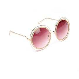 Chloé-Chloe Round Tinted Sunglasses  Metal Sunglasses in Good condition-Red