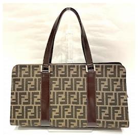 Fendi-Zucca Canvas Handbag-Brown