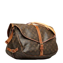 Louis Vuitton-Louis Vuitton-Monogramm Saumur 35 Canvas Umhängetasche M42254 in gutem Zustand-Braun