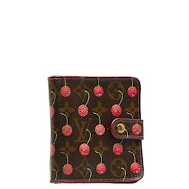 Louis Vuitton-Louis Vuitton Monogram Cherry Bifold Portefeuille Compact Toile Portefeuille Court M95005 en bon état-Marron