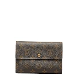 Louis Vuitton-Louis Vuitton Monogram Porte Tresor Etui Papier Geldbörse Canvas Lange Geldbörse M61202 in guter Kondition-Braun