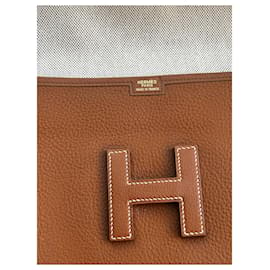 Hermès-HERMES JIGE POUCH-Camel