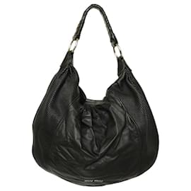 Miu Miu-Borsa Miu Miu Large in borsa shopping grande con manico singolo in pelle di agnello nera-Nero