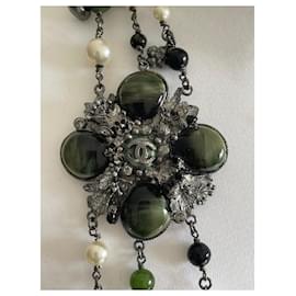 Chanel-CHANEL NECKLACE-Silvery,Olive green,Light green